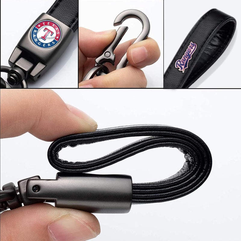 Kaleduo for TX Rangers Baseball Fans Car Keychain with Tire Valve Caps, Car Keyring and Valve Stem Caps Compatible with Key Fob Holder, Delicate Gifts for Men Women, Rangers - Image 4